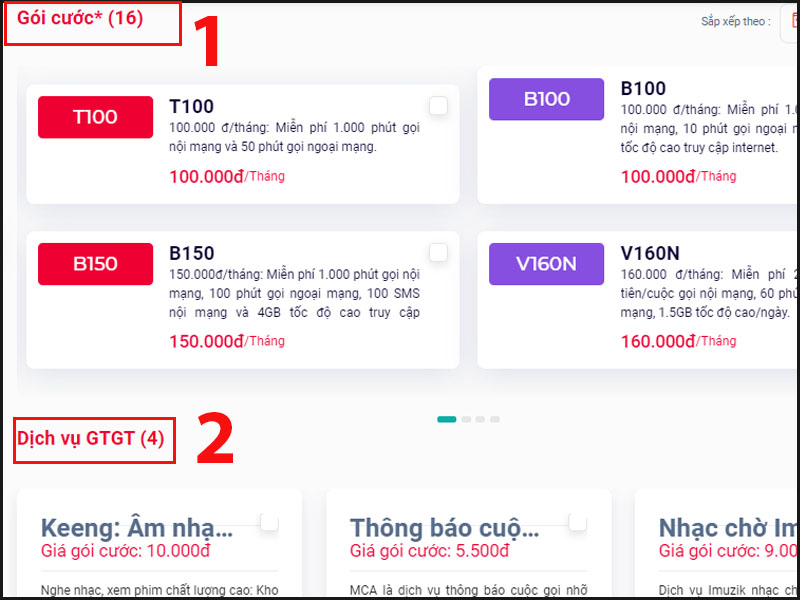 Chọn gói và dịch vụ VAT