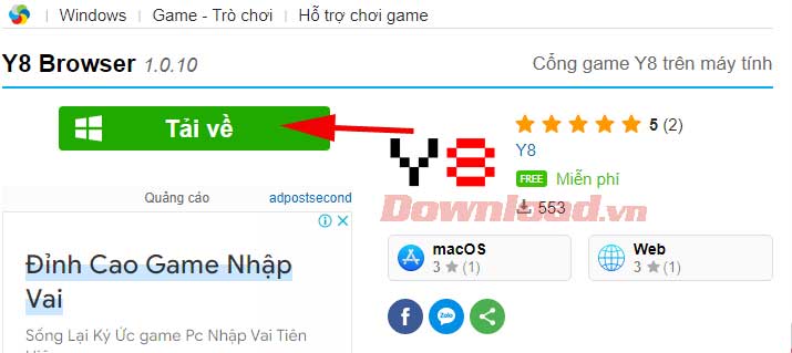 Tải xuống trình duyệt Y8