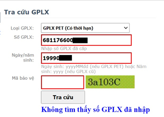 Kiểm tra bằng lái xe Ggplx.gov.vn